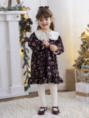 Sukienka dla dziewczynki ROZALIA KWIATY ŚWIĄTECZNE