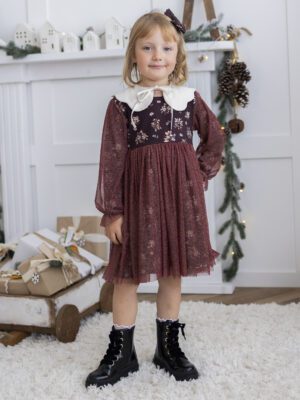 Sukienka dla dziewczynki JAGNA - KWIATY ŚWIĄTECZNE