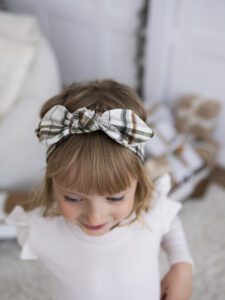 Opaska dla dziewczynki KRATA BEŻ