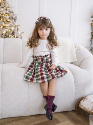 Zestaw koszulka ze spódnicą KRATA ZIELEŃ