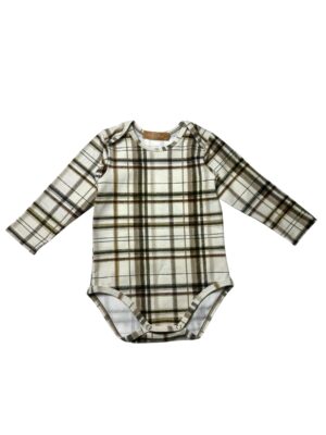 Body niemowlęce z zakładkami KRATA BEŻ