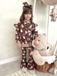 Zestaw dziewczęcy bluza rozpinana i legginsy KOTKI czekolada