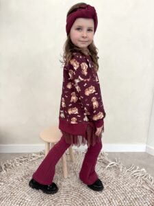 Zestaw bluza tiul PIESKI bordo i dzwony BORDO