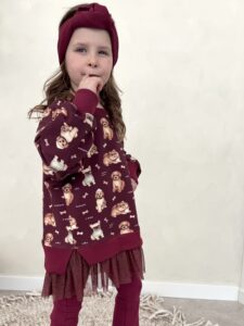 Bluza dziewczęca z TIULEM PIESKI bordo