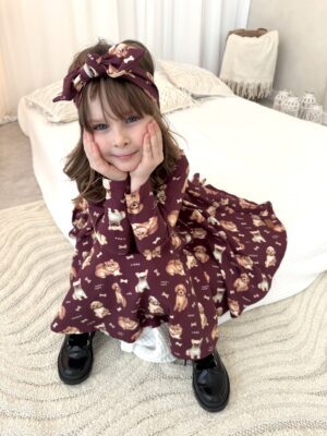 Sukienka dla dziewczynki ZOSIA- PIESKI bordo