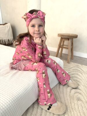 Zestaw koszulka z tiulem z dzwonami PIESKI róż