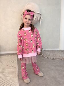 Zestaw bluza tiul i dzwony PIESKI róż