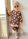 Dres chłopięcy bluza OVERSIZE z baggy KOTKI czekolada
