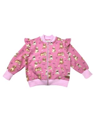 Bluza dziecięca rozpinana PIESKI róż falbanki