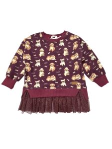 Bluza dziewczęca z TIULEM PIESKI bordo