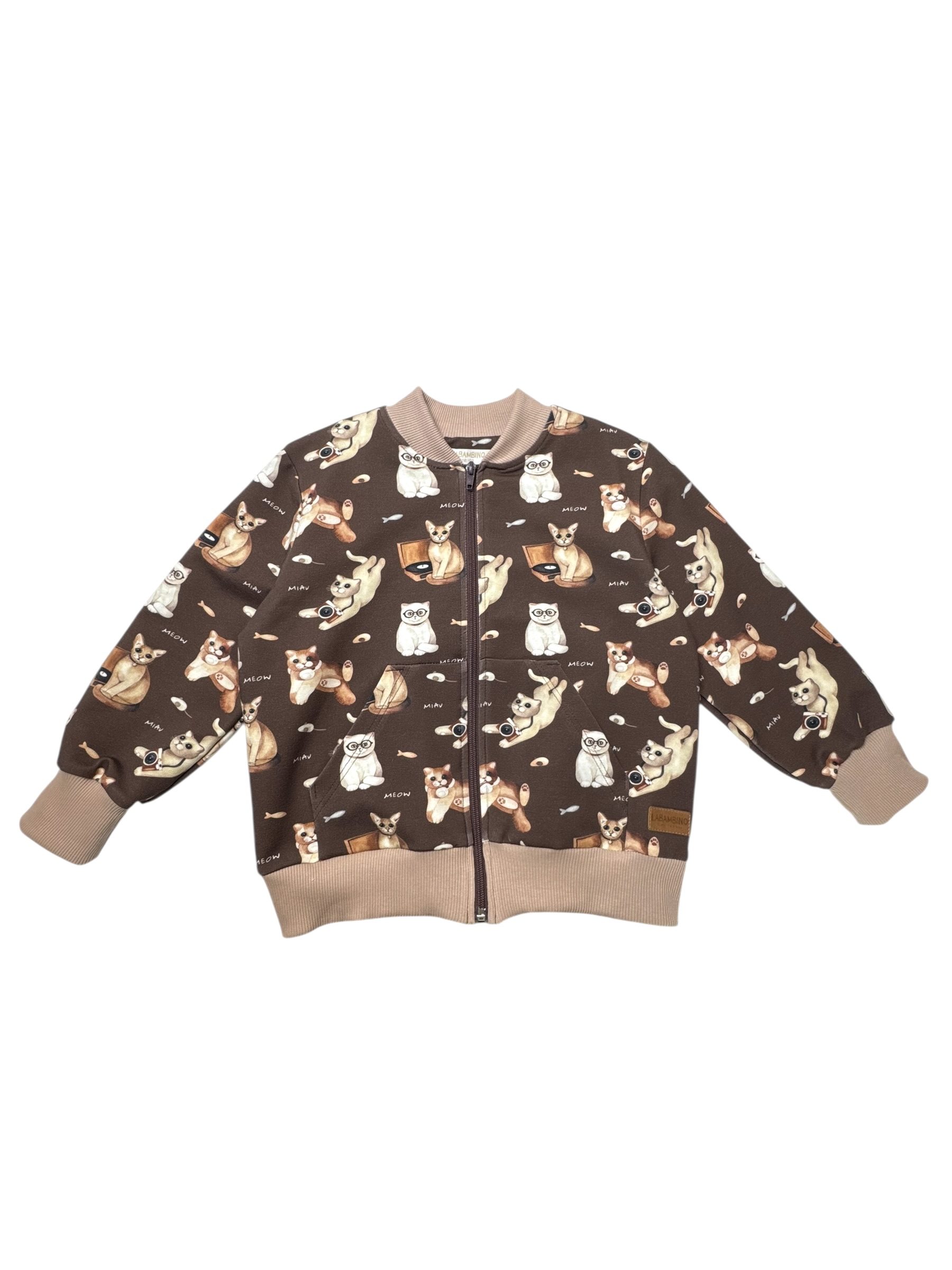 Bluza dziecięca rozpinana KOTKI czekolada