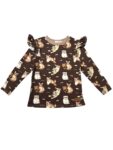 Koszulka dziewczęca z falbankami KOTKI CZEKOLADA