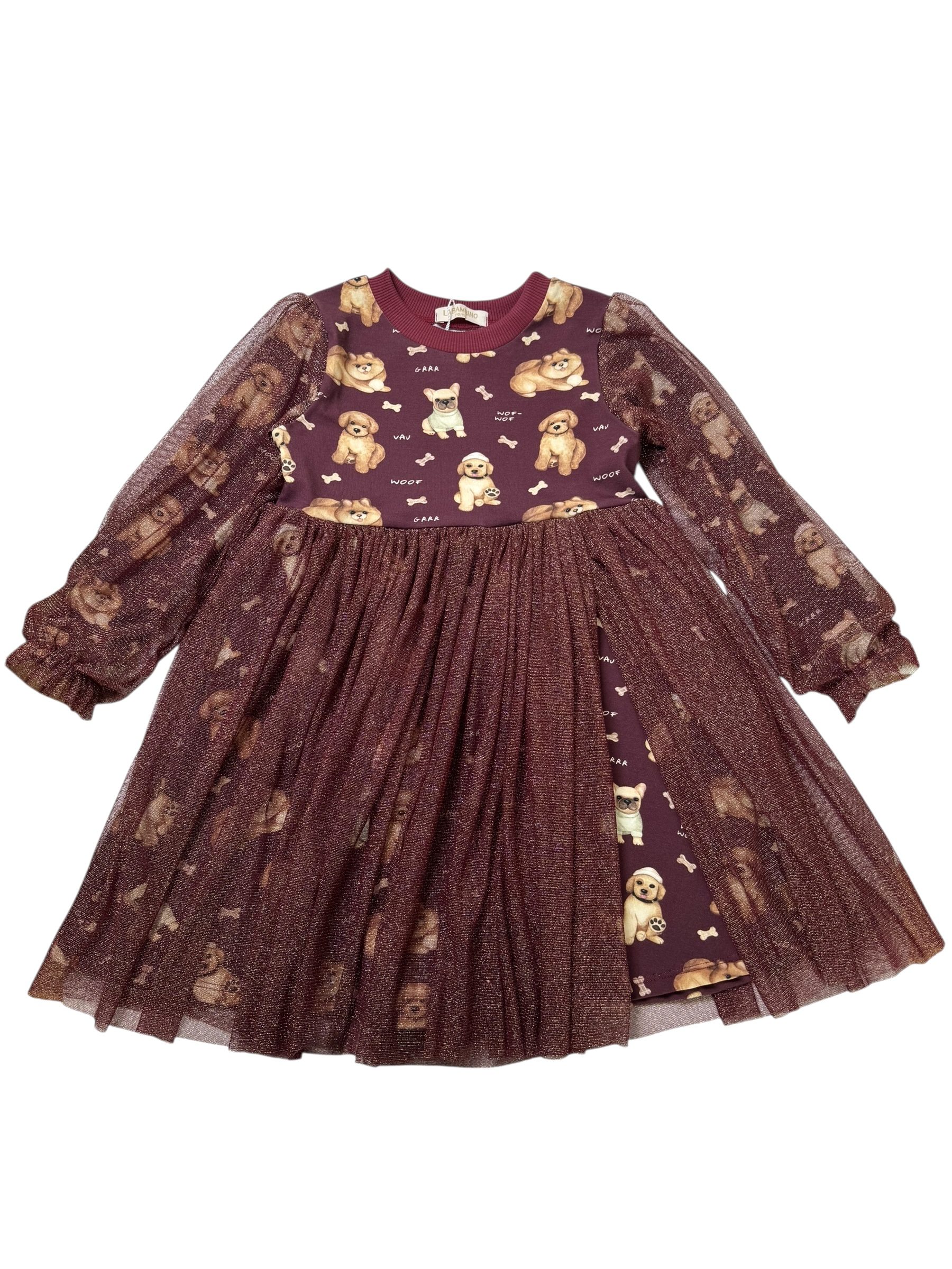 Sukienka dla dziewczynki JAGNA - PIESKI bordo