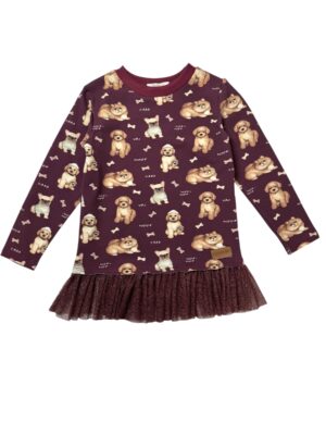 Koszulka z tiulem PIESKI bordo