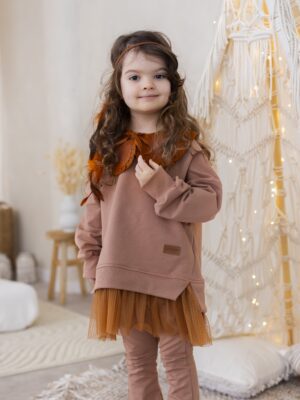 Bluza dziewczęca z TIULEM MOKKA