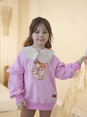 Bluza dziewczęca BABY PINK falbanki