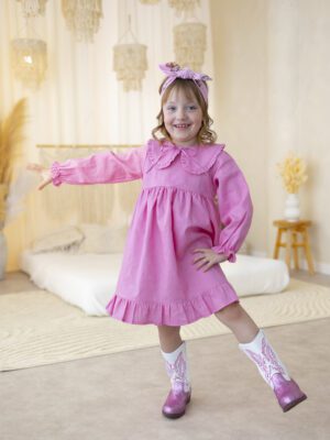 Sukienka dla dziewczynki ROZALIA len CUKIEREK