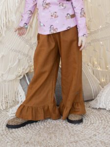 Spodnie dziewczęce BLOOM- len CYNAMON