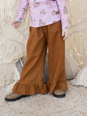 Spodnie dziewczęce BLOOM- len CYNAMON