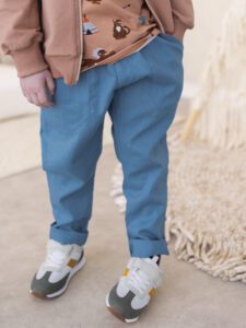 Spodnie chłopięce baggy len- MORSKI