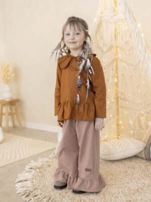 Zestaw dziewczęcy spodnie BLOOM MOKKA koszulka CYNAMON