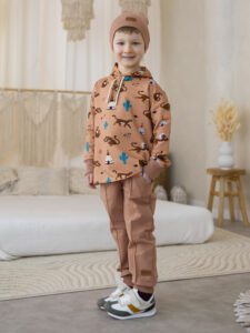 Zestaw chłopięcy bluza kaptur GEPARD spodnie FAMILY MOKKA