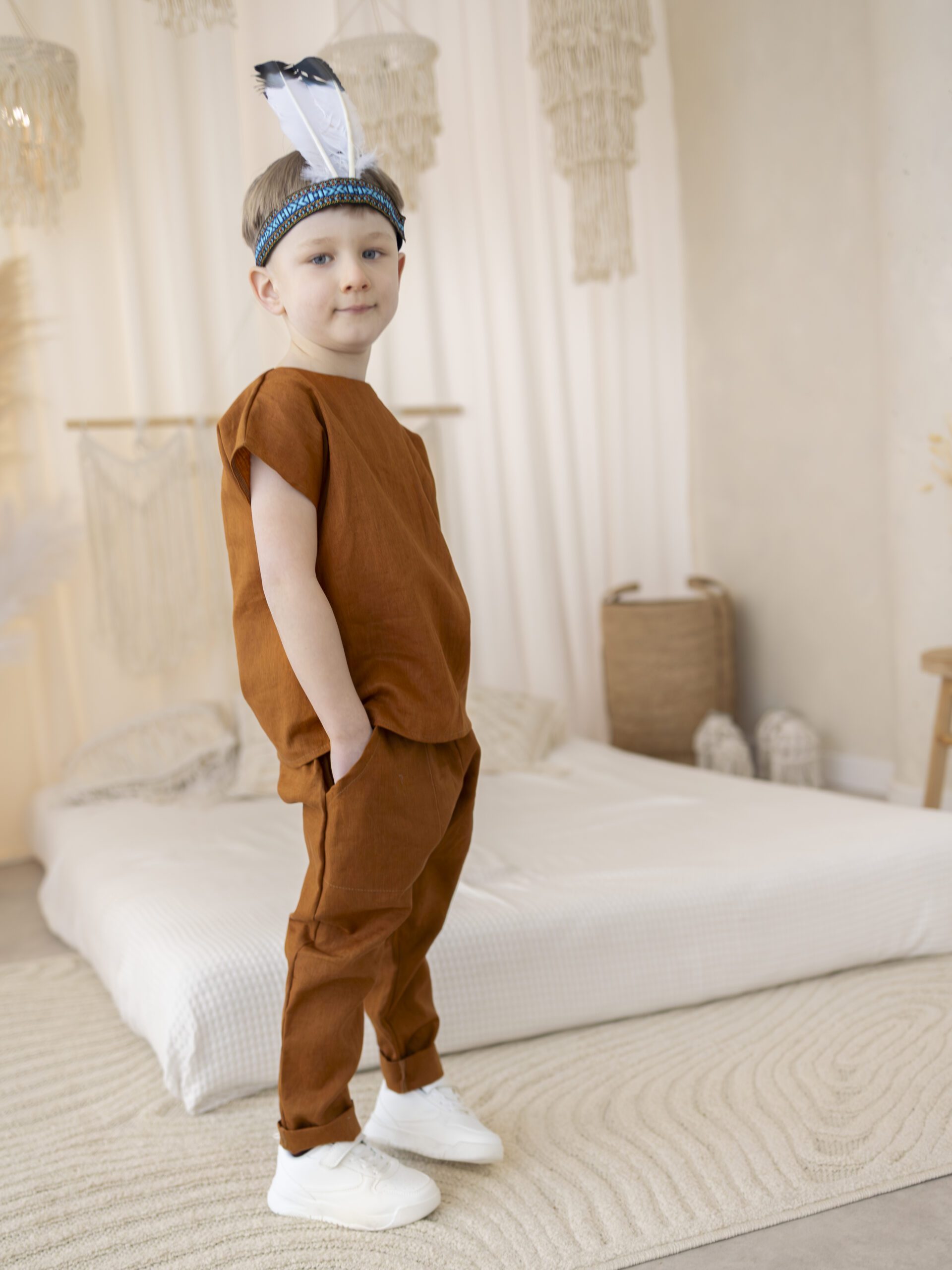 LaBambino2026-wiosna-565 Zestaw chłopięcy len CYNAMON