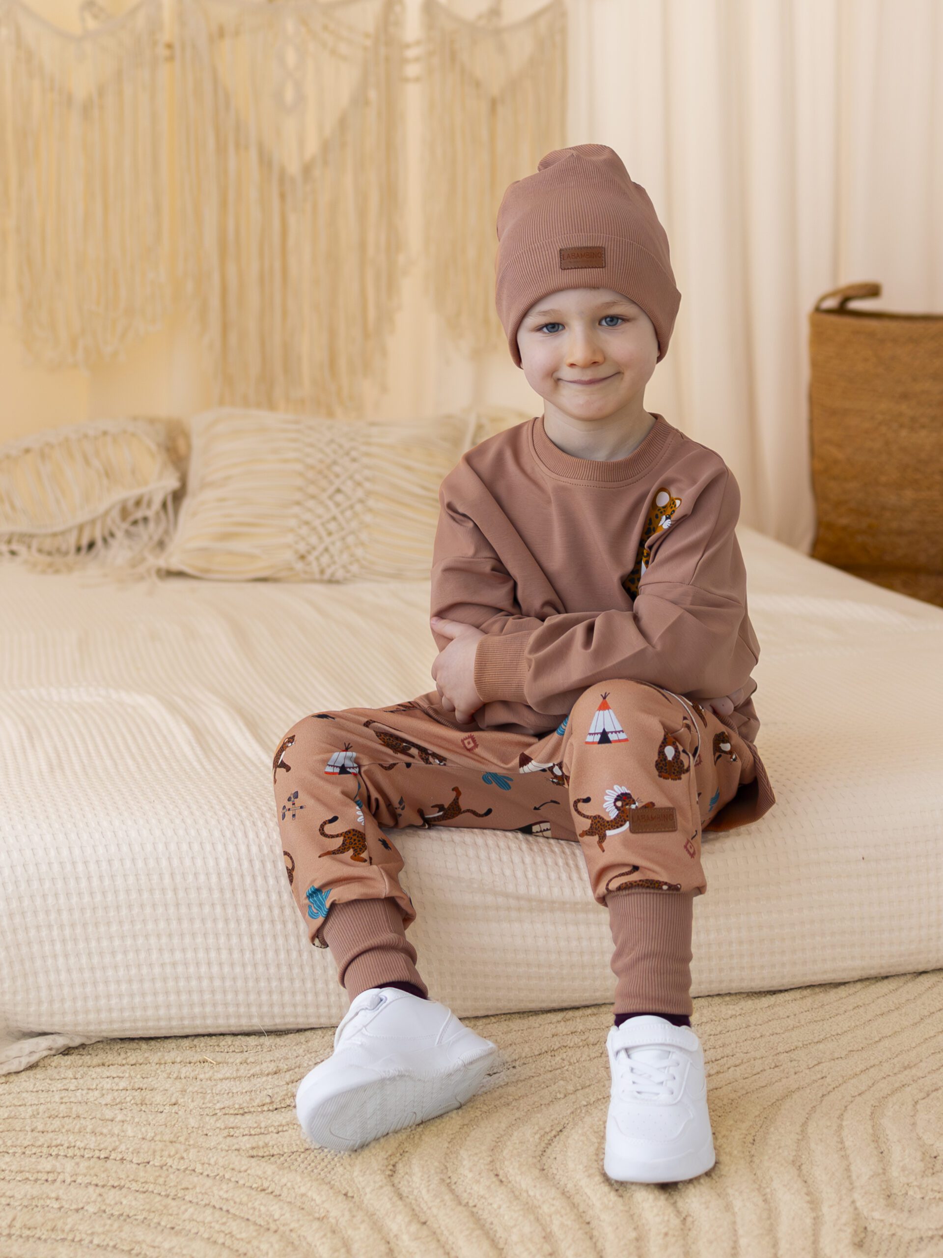 Dres chłopięcy bluza OVERSIZE MOKKA z baggy GEPARD