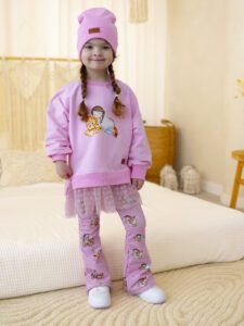 Zestaw bluza tiul BABY PINK i dzwony INDIANKI