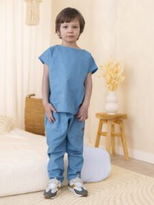 Zestaw chłopięcy len MORSKI