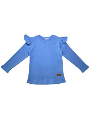 Koszulka dziewczęca z falbankami prążek SKY- limitowana