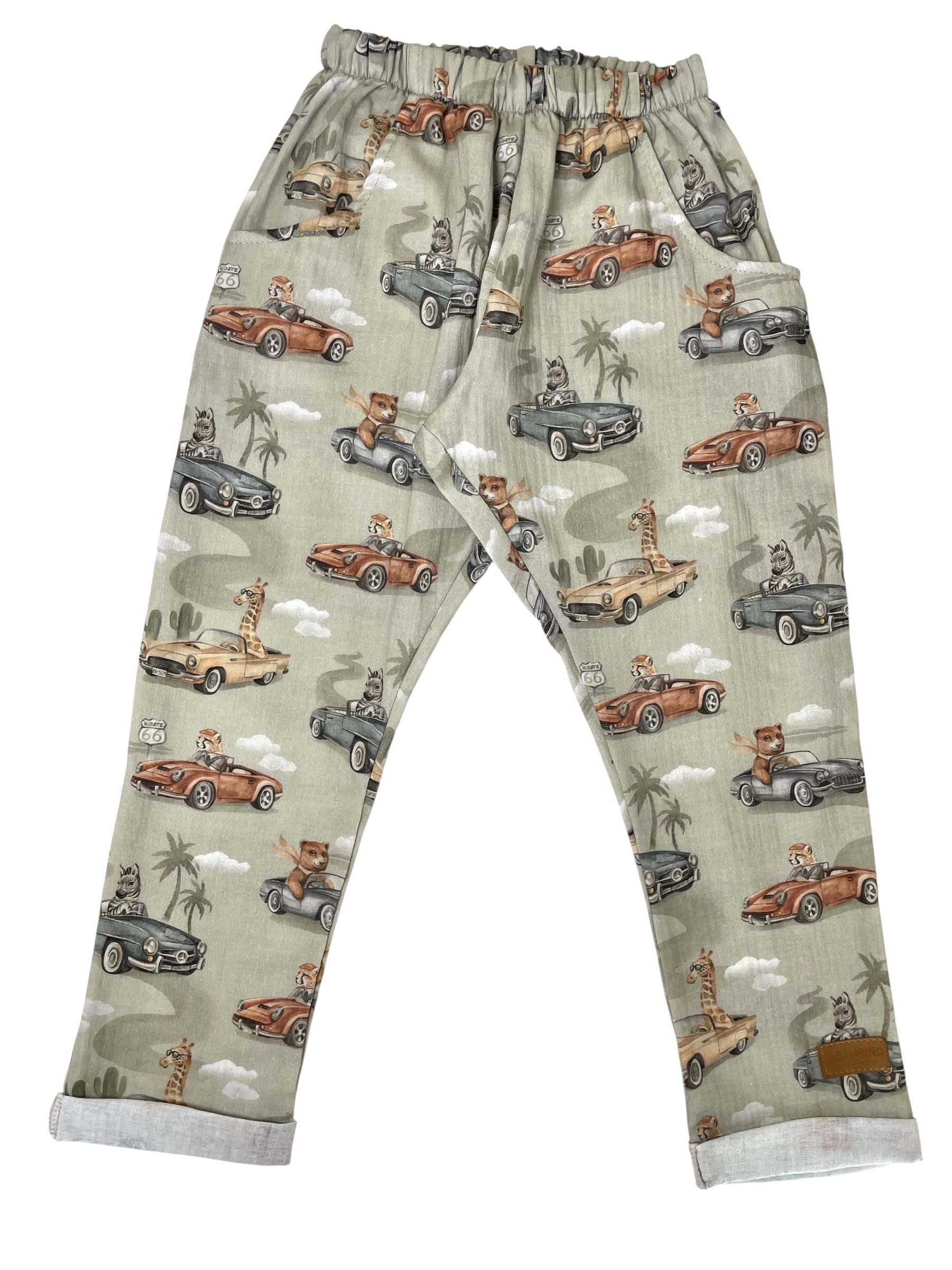 Spodnie chłopięce baggy muślin AUTA