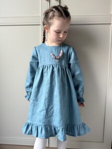 Sukienka dla dziewczynki ROZALIA len MORSKI