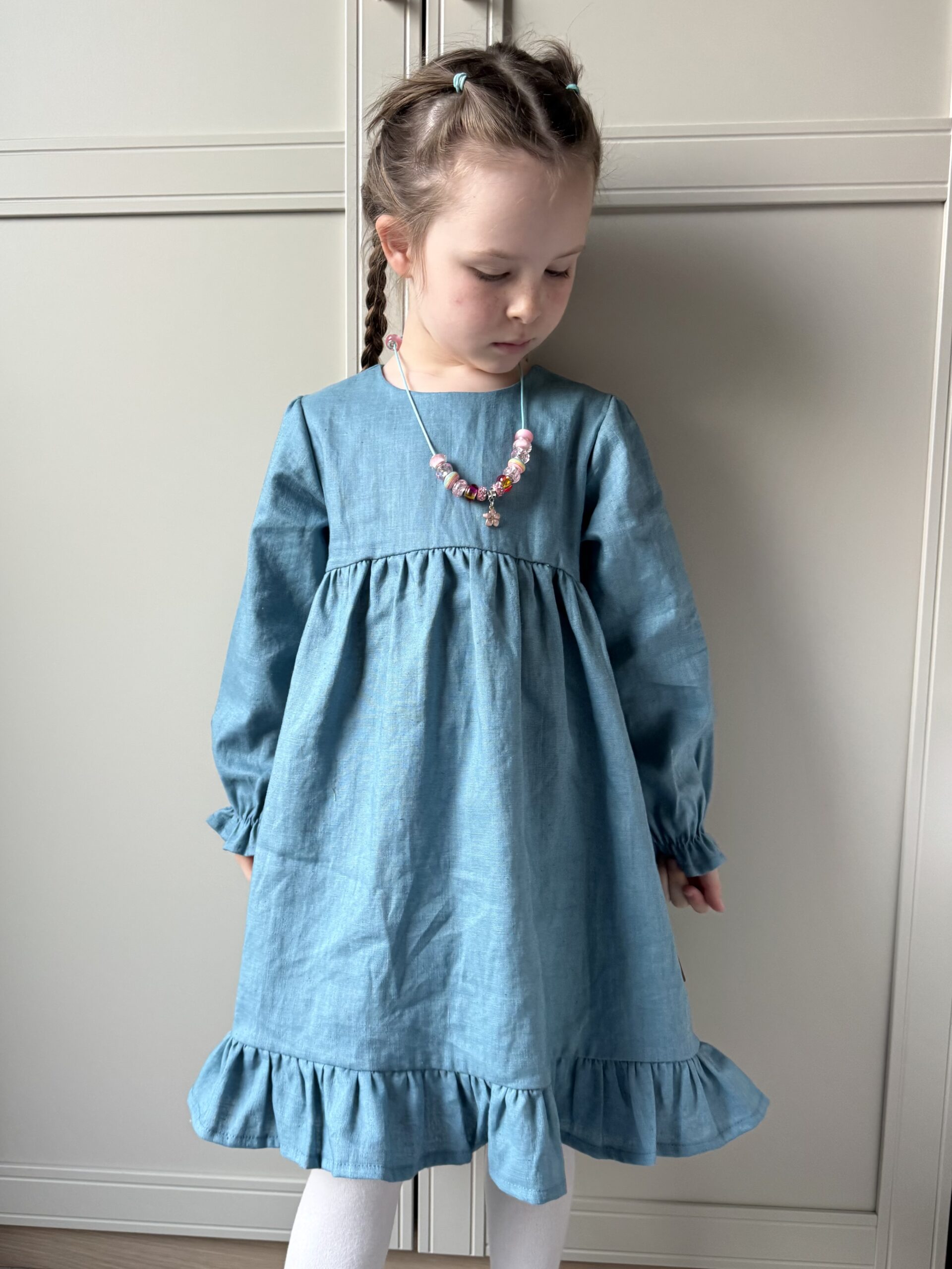 Sukienka dla dziewczynki ROZALIA len MORSKI