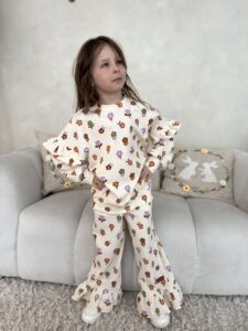 Zestaw bluza falbanka i spodnie BLOOM WAFFEL SPRING