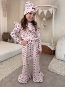 Zestaw dziewczęcy koszulka i spodnie BLOOM PRĄŻEK ROSE