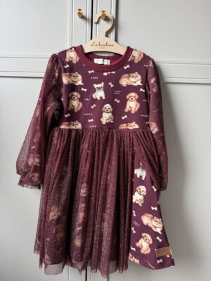 Sukienka dla dziewczynki JAGNA - PIESKI bordo